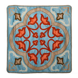 Embroidered Polyester 16" x 16" Cushion Cover (Blue & Orange)