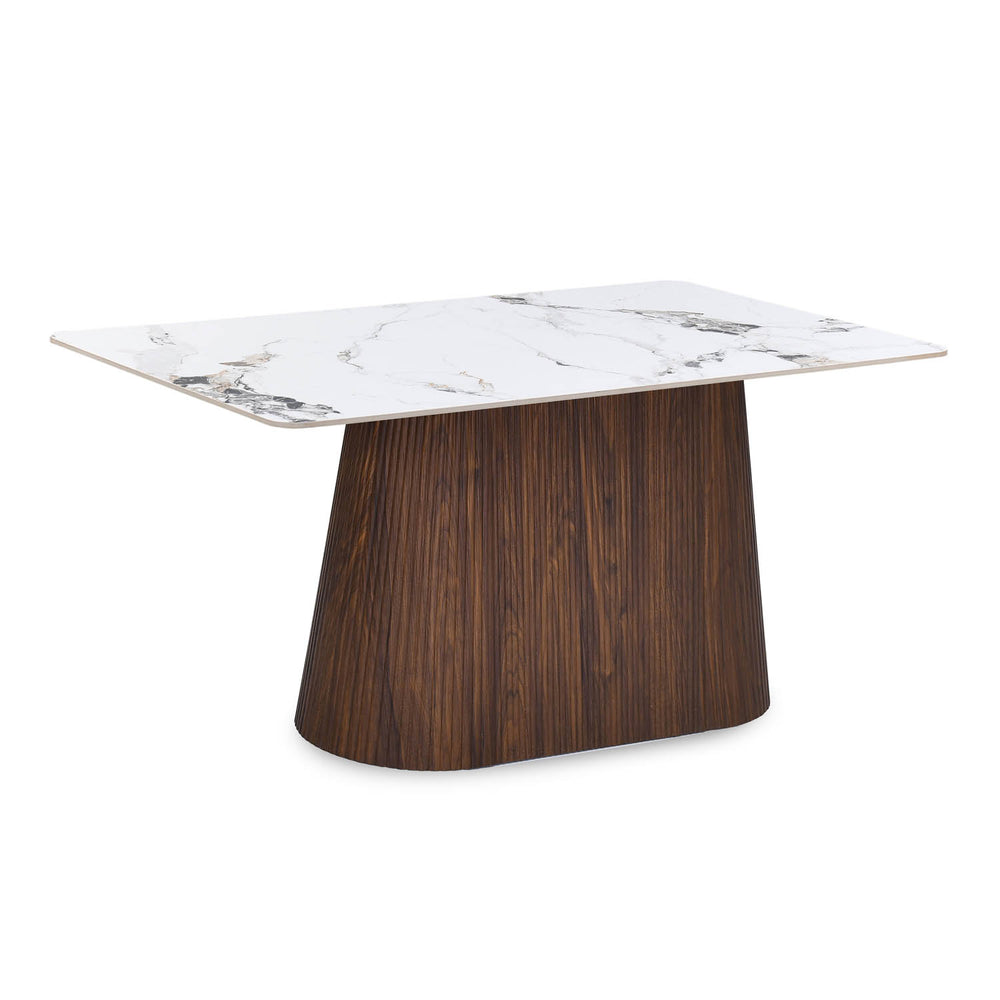 4 Seater Alune Ceramic Dining Set with Flinda Base and Tierra Chairs- Ash White