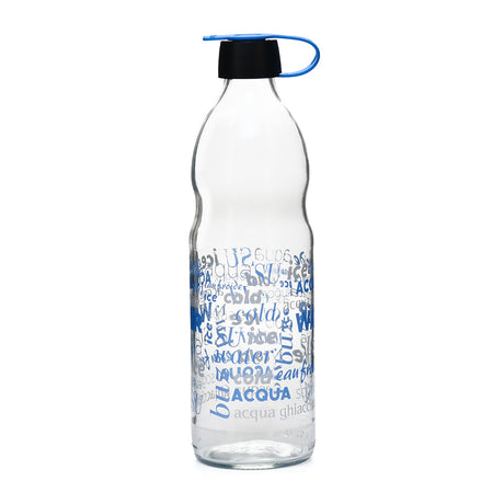 Nilkamal Aqua Transparent 1000 ml Glass Water Bottle (Blue)