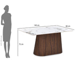 4 Seater Allune Ceramic Dining Set with Flinda Base and Nivo Chairs- Ash White