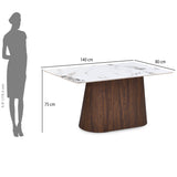 4 Seater Allune Ceramic Dining Set with Flinda Base and Linzy Chairs- Ash White