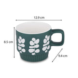 Botanical Design 380 ml Ceramic Coffee Mug- Green
