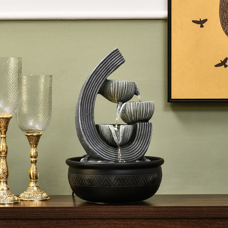Nilkamal Trio Steps Arc Polyresin Decorative Water Fountain Grey