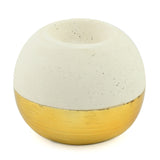 Decorative Glaze Round Ceramic Votive Candle Stand- Cream & Gold