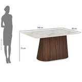 4 Seater Bevon Ceramic Dining Set with Flinda Base and Nivo Chairs- Cloud Beige