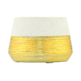 Decorative Glaze Trapeze Ceramic Votive Candle Stand- Cream & Gold