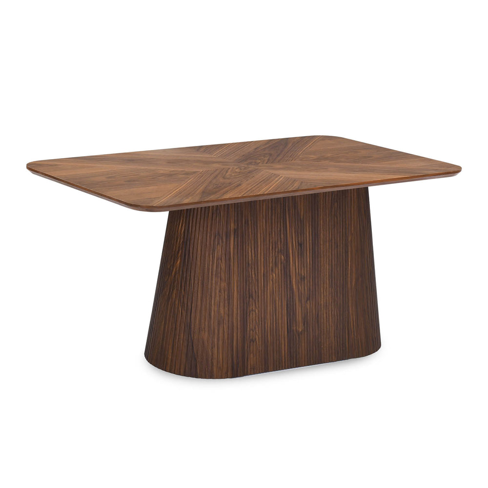 6 Seater Parquel Wooden Dining Set with Flinda Base and Linzy Chairs- Walnut Brown