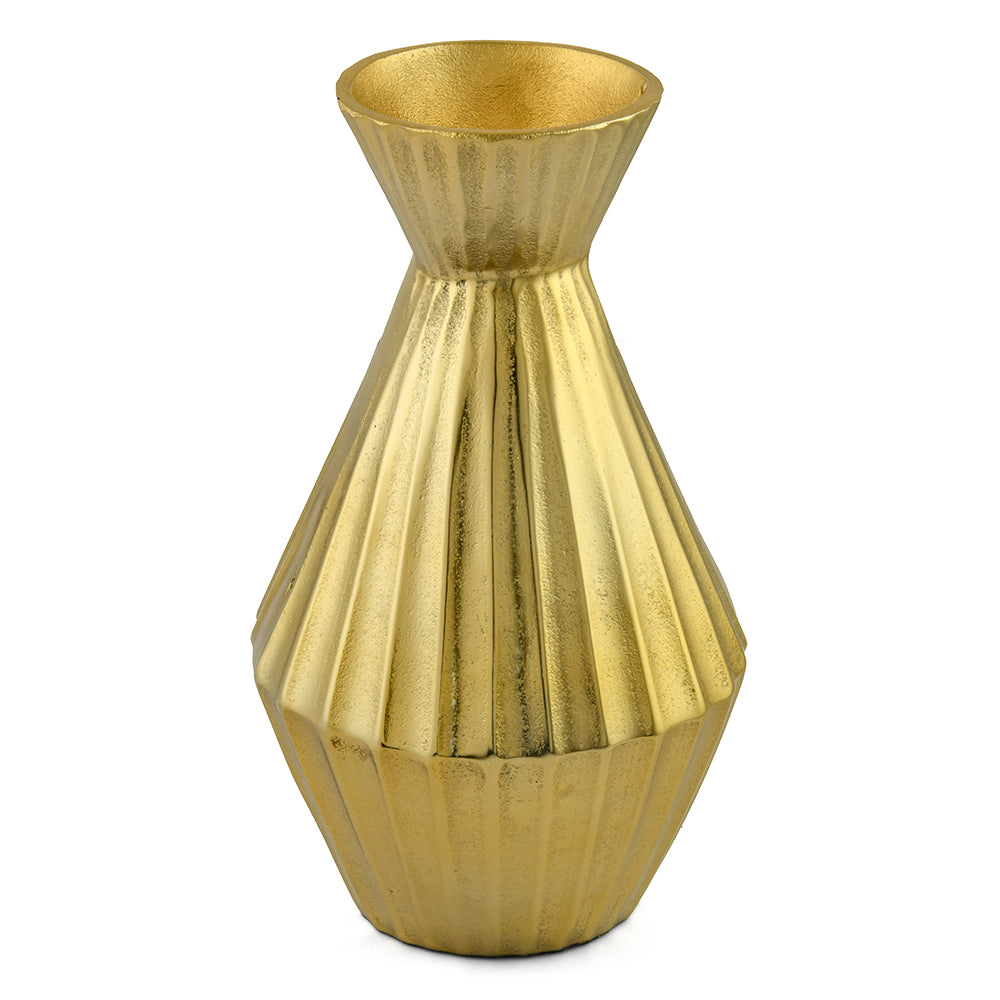 Angular Neck Metal Large Vase- Gold