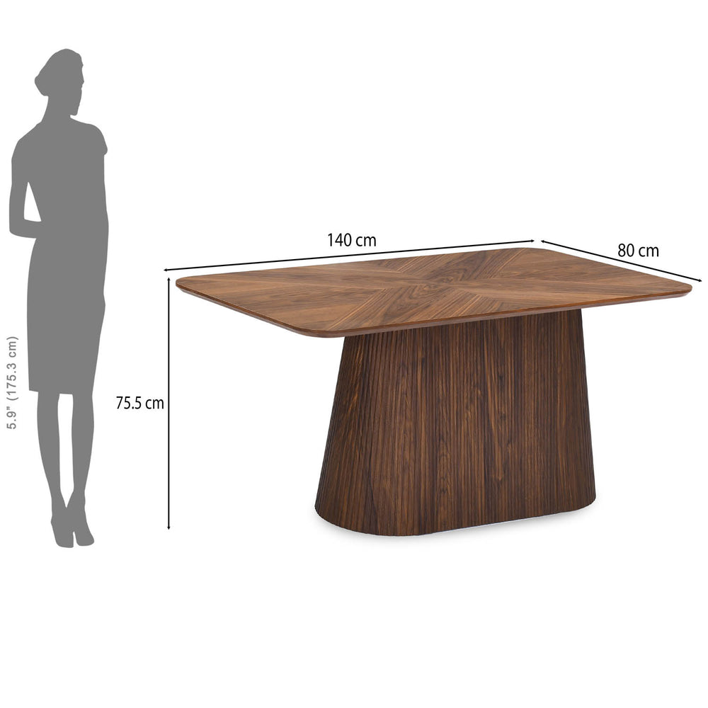 6 Seater Parquel Wooden Dining Set with Flinda Base and Linzy Chairs- Walnut Brown