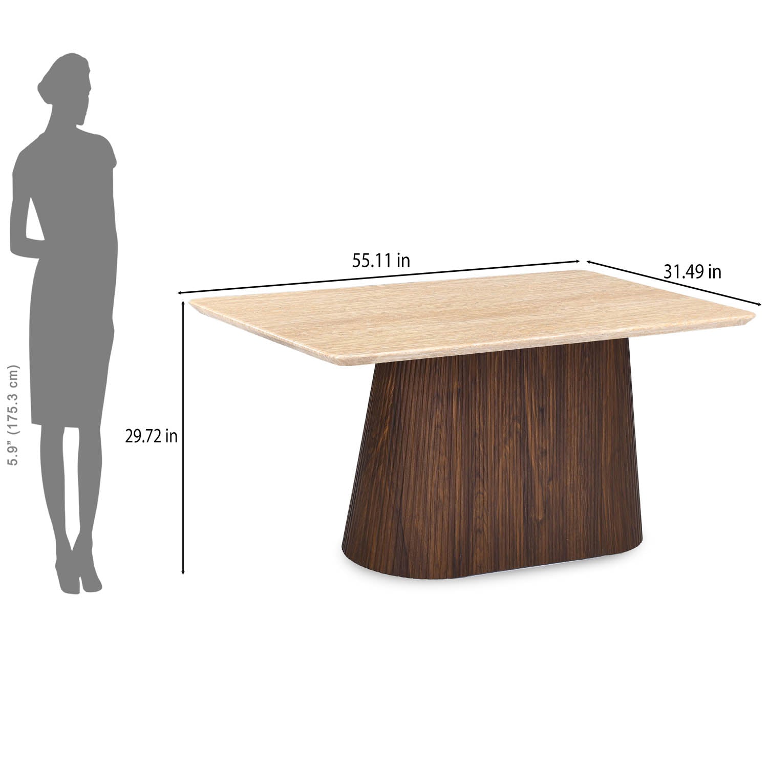 4 Seater Trava Marble Dining Set with Flinda Base and Tierra Chairs- Travertine