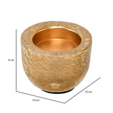 Decorative Criss Cross Textured Round Metal Votive- Gold