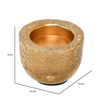 Decorative Criss Cross Textured Round Metal Votive- Gold
