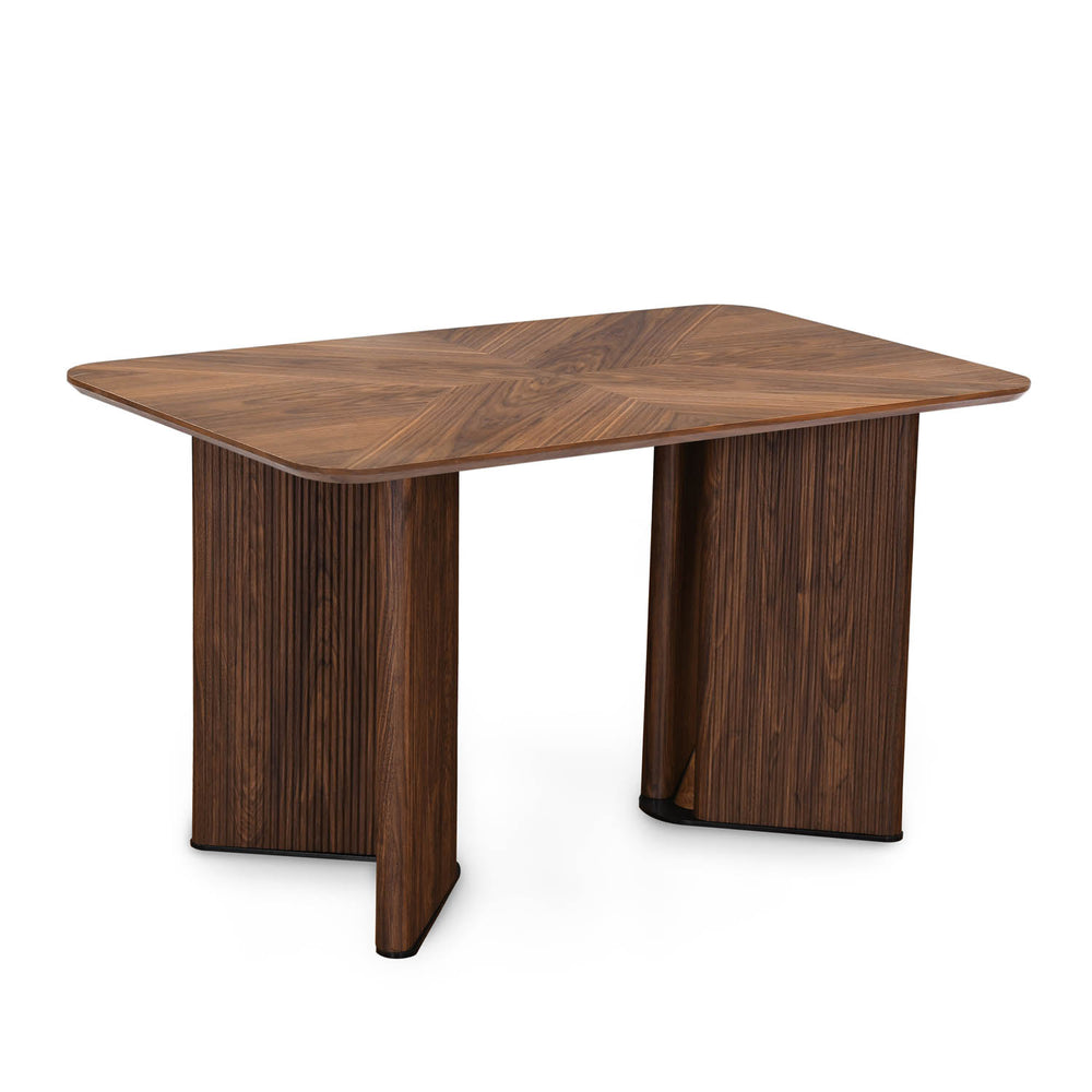 4 Seater Parquel Wooden Dining Set with Dexor Base and Linzy Chairs- Walnut Brown