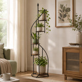 Tall Spiral Planter Stand- Brown and Black