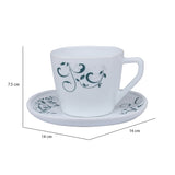 Arias by Lara Dutta Blue Spring Cup & Saucer Set of 12 (220 ml, 6 Cups & 6 Saucers, White)