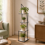 Modern Arch Metal Planter Stand- Ivory & Black