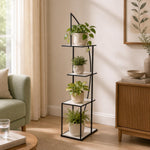 Modern Arch Metal Planter Stand- Ivory & Black