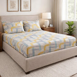 Geometric Arch Polyester Queen Bedsheet with Pillow Covers- Multicolor