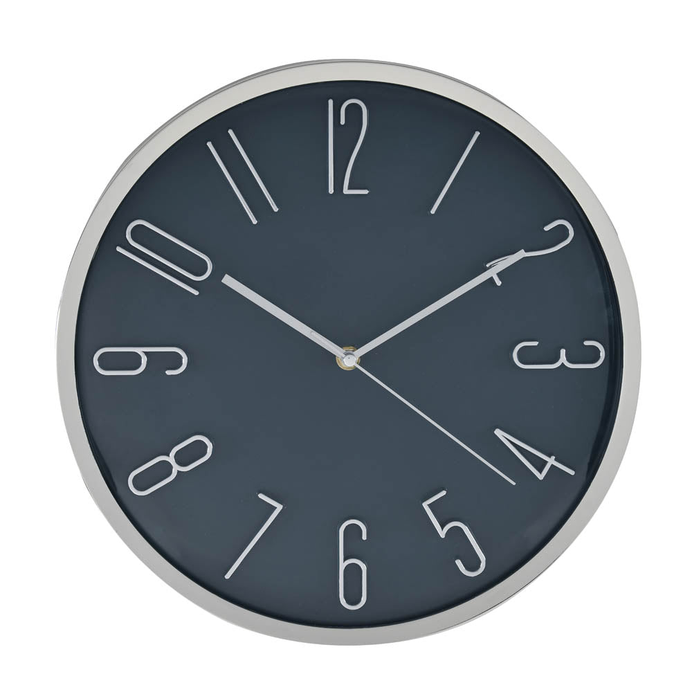 Classic Wall Clock- Silver and Blue