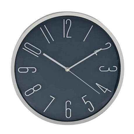 Classic Wall Clock- Silver and Blue