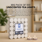 IRIS Unscented Tea Lights Pack of 100- White