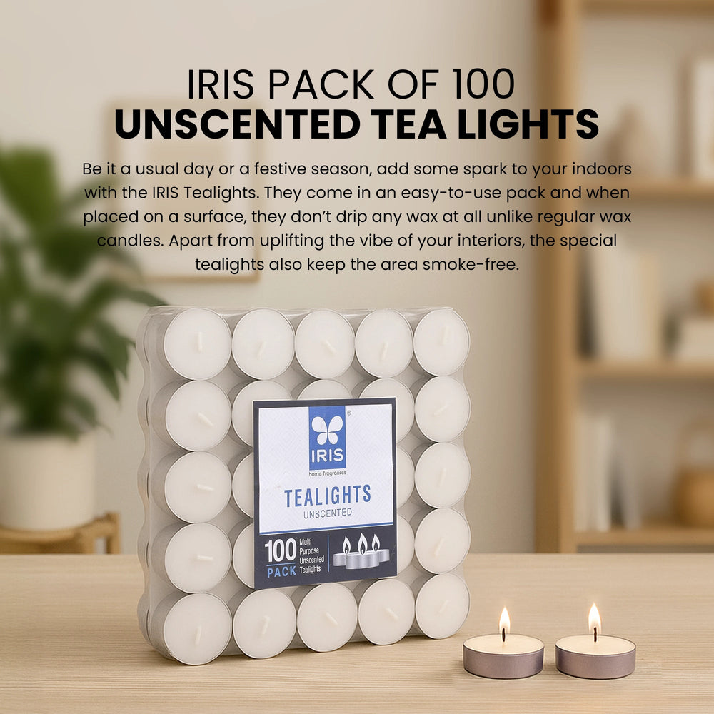 IRIS Unscented Tea Lights Pack of 100- White