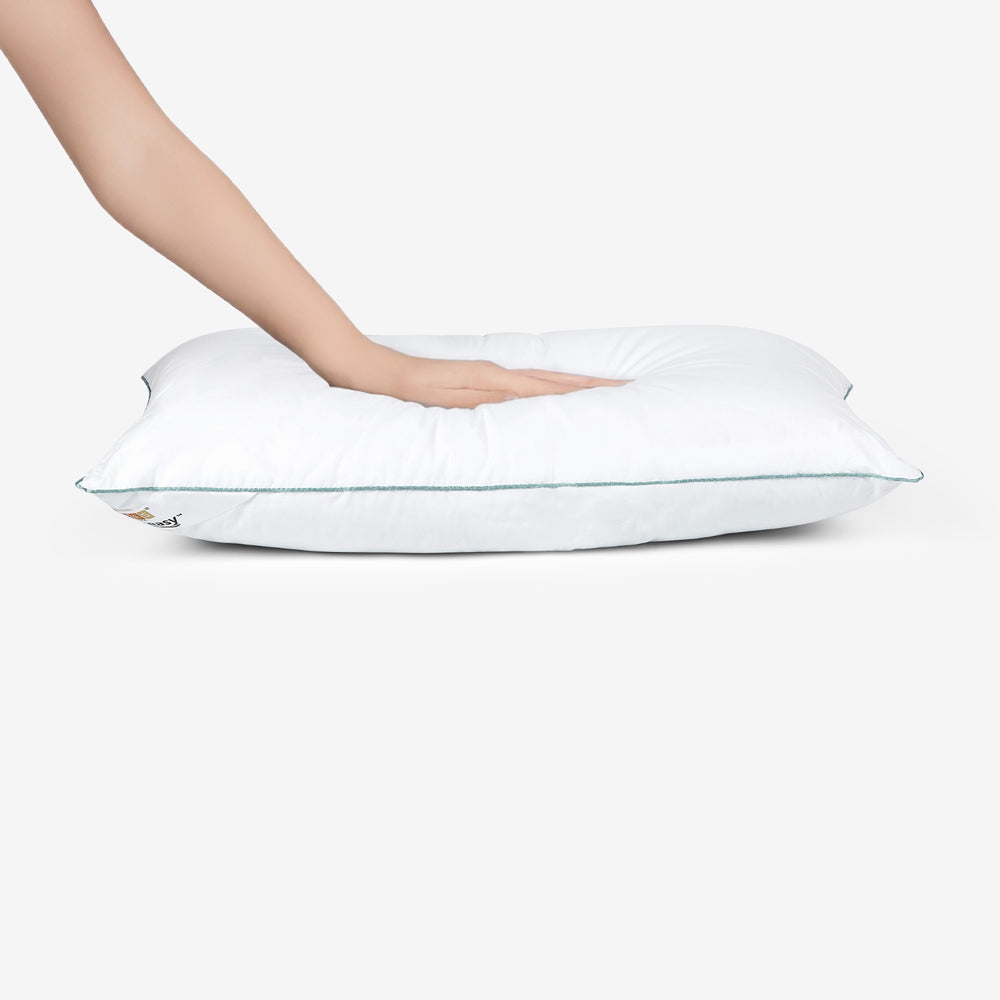 Spaces Breath Easy 100% Cotton 233 GSM Supportive Standard Pillow - 17 x 27 Inches, White