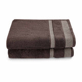 Spaces Hygro 100% Cotton 600 GSM Solid Set of 2 Hand Towel -16 x 24 Inches, Dark Brown