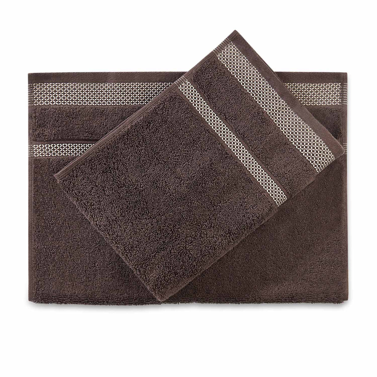 Spaces Hygro 100% Cotton 600 GSM Solid Set of 2 Hand Towel -16 x 24 Inches, Dark Brown