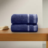 Spaces Hygro 100% Cotton 600 GSM Solid Set of 2 Hand Towel -16 x 24 Inches, Dark Blue