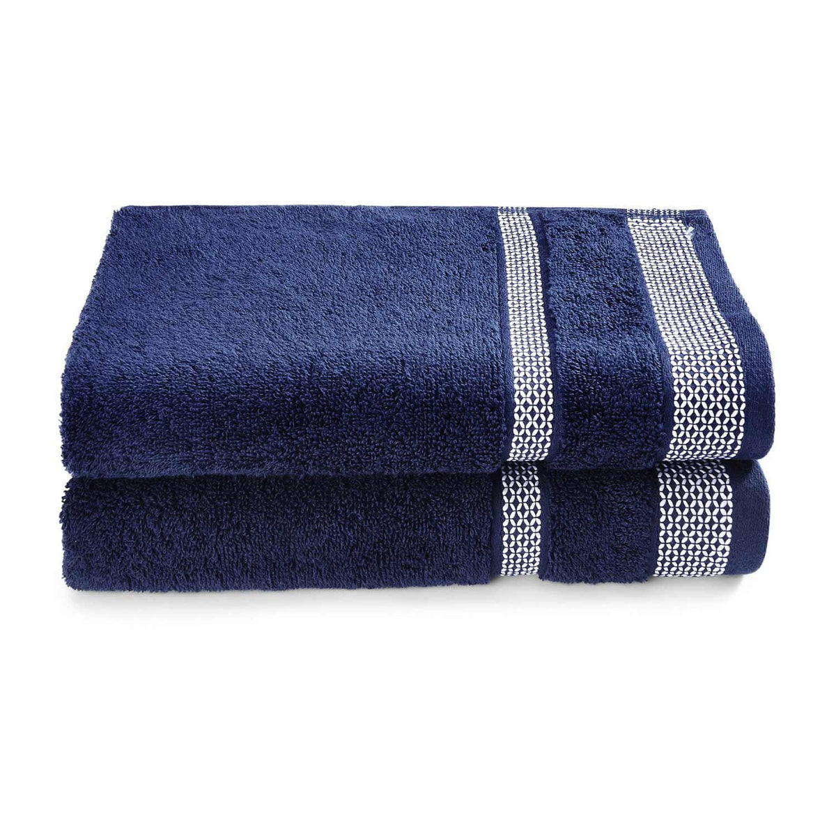 Spaces Hygro 100% Cotton 600 GSM Solid Set of 2 Hand Towel -16 x 24 Inches, Dark Blue