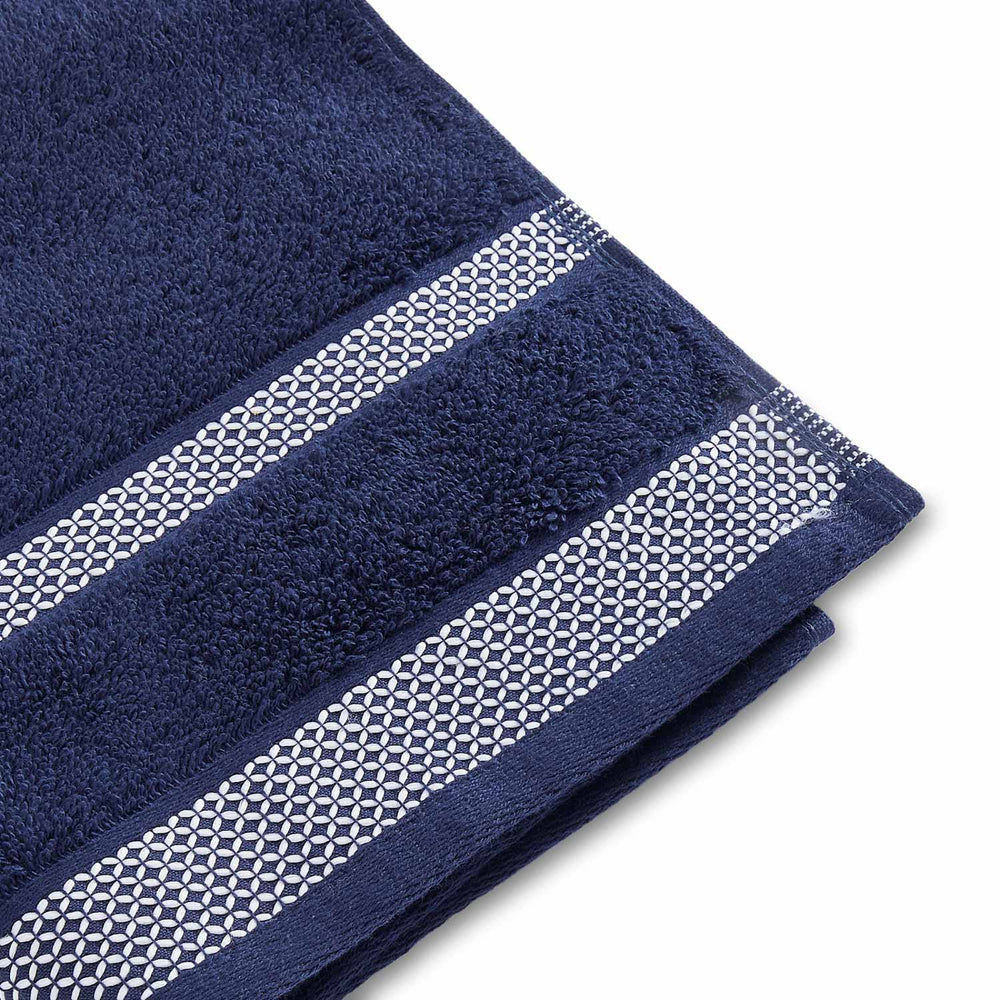 Spaces Hygro 100% Cotton 600 GSM Solid Set of 2 Hand Towel -16 x 24 Inches, Dark Blue