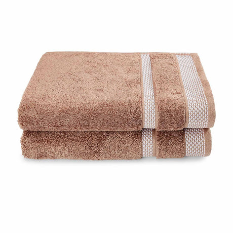 Spaces Hygro 100% Cotton 600 GSM Solid Set of 2 Hand Towel -16 x 24 Inches, Light Brown