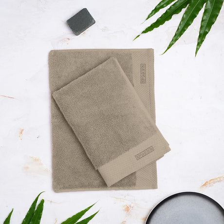 Spaces Eminence 100% Cotton 670 GSM Solid Set of 2 Hand Towel -16 x 24 Inches, Brown