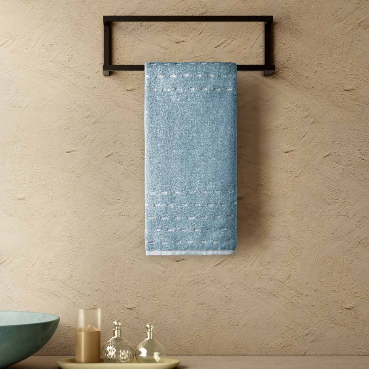 Spaces Airsoft 100% Cotton 450 GSM Solid Set of 2 Hand Towel -16 x 24 Inches, Light Blue
