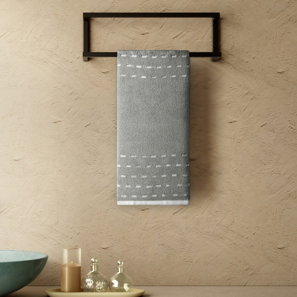 Spaces Airsoft 100% Cotton 450 GSM Solid Set of 2 Hand Towel -16 x 24 Inches, Grey