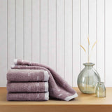 Spaces Airsoft 100% Cotton 450 GSM Solid Set of 4 Face Towel - 11 x 11 Inches, Light Violet