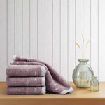Spaces Airsoft 100% Cotton 450 GSM Solid Set of 4 Face Towel - 11 x 11 Inches, Light Violet
