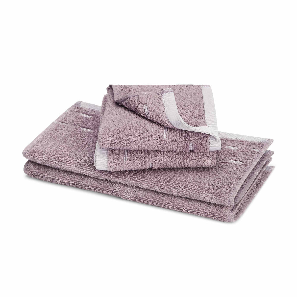 Spaces Airsoft 100% Cotton 450 GSM Solid Set of 4 Face Towel - 11 x 11 Inches, Light Violet