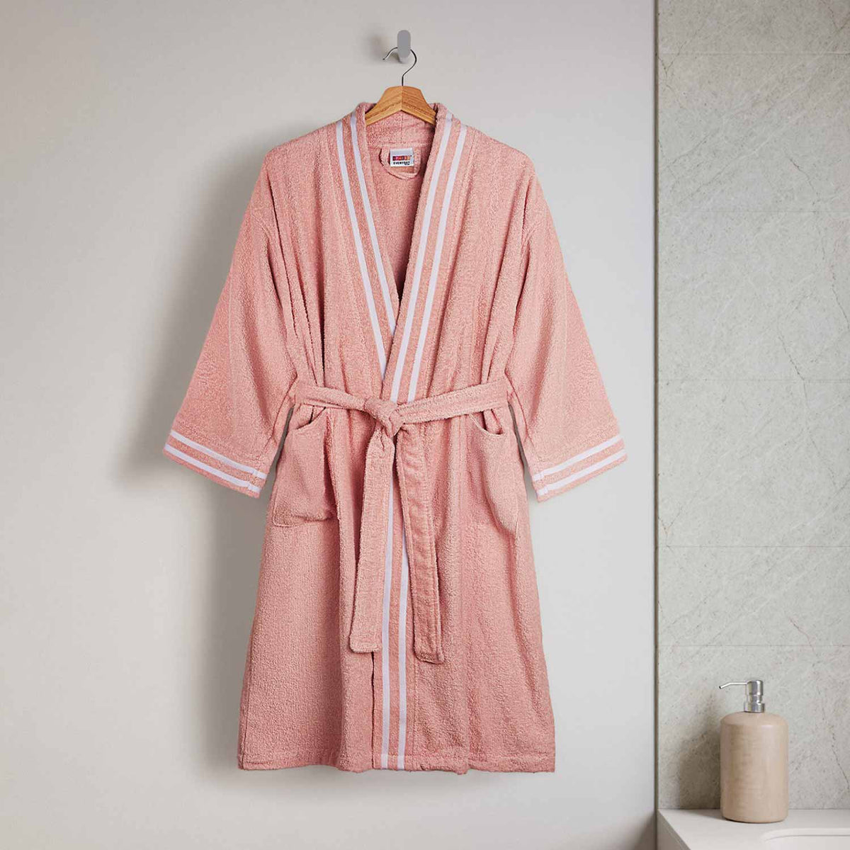 Spaces Airsoft 100% Cotton 300 GSM Medium Bath Robe- Blush