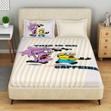 Spaces Universal Minions 100% Cotton 132 TC Kids Double Bedsheet with 2 Pillow Covers - 274 x 274 cm, Light Violet