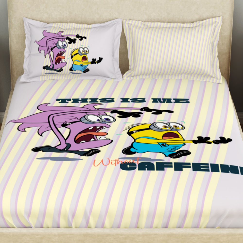Spaces Universal Minions 100% Cotton 132 TC Kids Double Bedsheet with 2 Pillow Covers - 274 x 274 cm, Light Violet