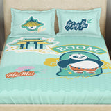 Spaces Universal Kung Fu Panda 100% Cotton 132 TC Kids Large Bedsheet with 2 Pillow Covers - 274 x 274 cm, Light Aqua