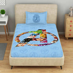 Spaces Marvel Avengers 100% Cotton 132 TC Kids Single Bedsheet with 1 Pillow Cover - 152 x 224 cm, Light Blue