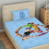 Spaces Marvel Avengers 100% Cotton 132 TC Kids Single Bedsheet with 1 Pillow Cover - 152 x 224 cm, Light Blue