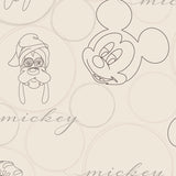 Spaces Disney Mickey Group 100% Cotton 170 TC Topsheet for Kids - 60 x 90 Inches, Beige