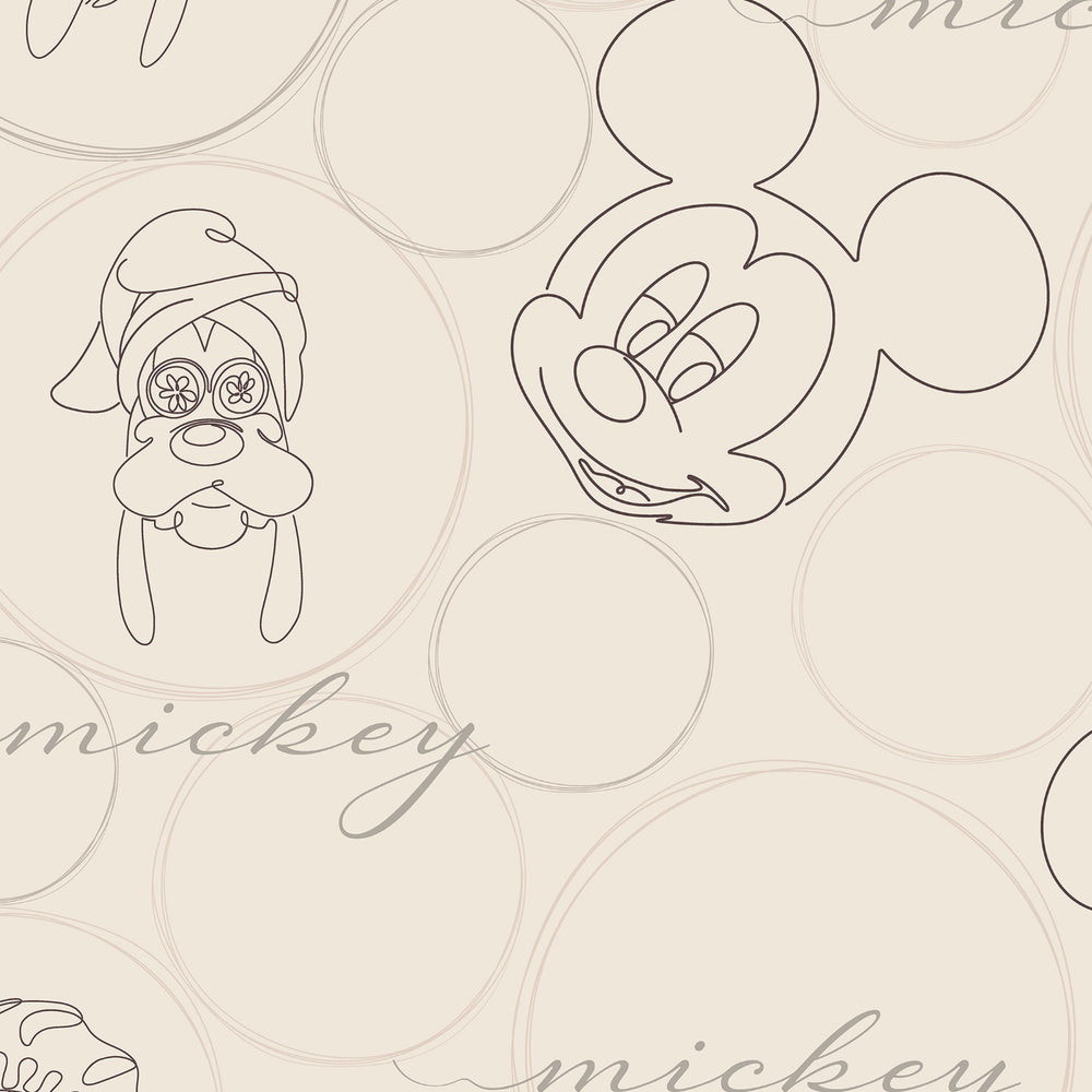Spaces Disney Mickey Group 100% Cotton 170 TC Topsheet for Kids - 60 x 90 Inches, Beige