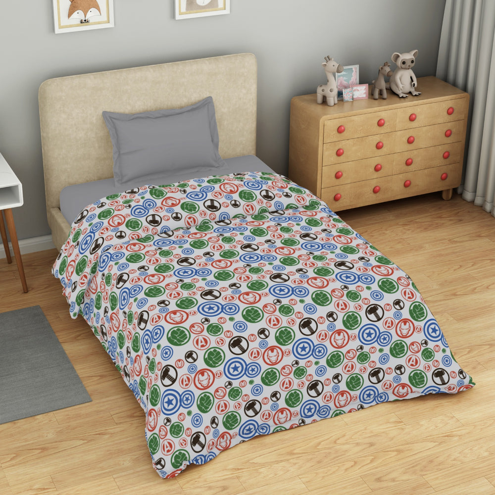 Spaces Marvel Avengers 100% Cotton 170 TC Topsheet for Kids - 60 x 90 Inches, Light Grey