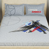 Spaces Marvel Captain America 100% Cotton 132 TC Kids Double Bedsheet with 2 Pillow Covers - 274 x 274 cm, Light Grey
