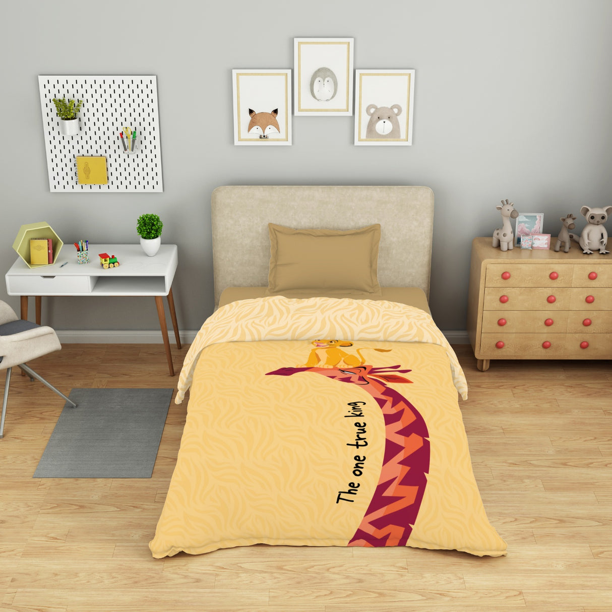 Spaces Disney Mufasa 100% Cotton 132 TC Single Quilt - 152 x 228 cm, Light Yellow